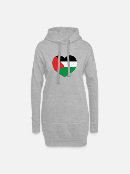 Amour Palestine - Sweat-shirt à capuche long Femme - gris chiné