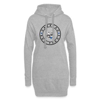 Boule Logo Carreau sur place en bleu - Sweat-shirt à capuche long Femme - gris chiné - Devant