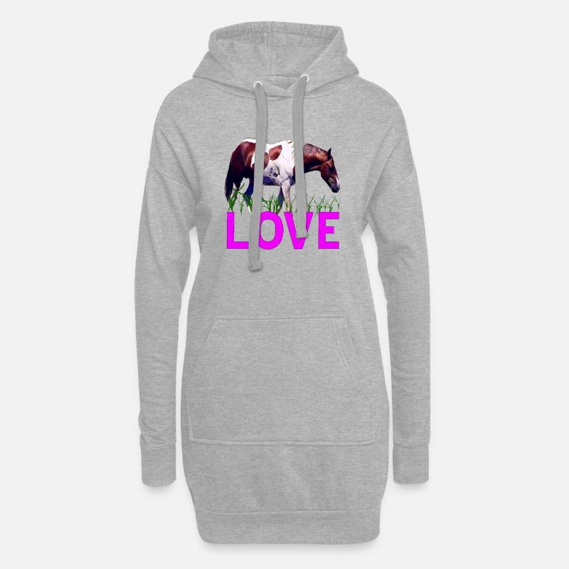 Pferd - Hoodie-Kleid - Grau meliert