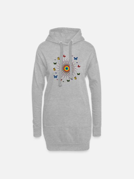 Ich liebe Schmetterlinge, Schmetterling, Schmetterling Hoodies, - Hoodie-Kleid - Grau meliert