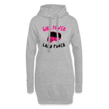 Girl Power - Lady Punch - Coup de poing - Sweat-shirt à capuche long Femme - gris chiné - Devant