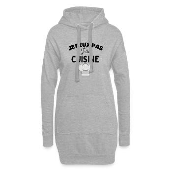 je peux pas j'ai cuisine recettes alimentation - Sweat-shirt à capuche long Femme - gris chiné - Devant