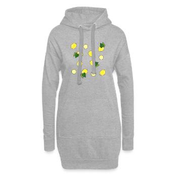 sommerlich frisches Zitronen Muster - Hoodie-Kleid - Grau meliert - Vorne