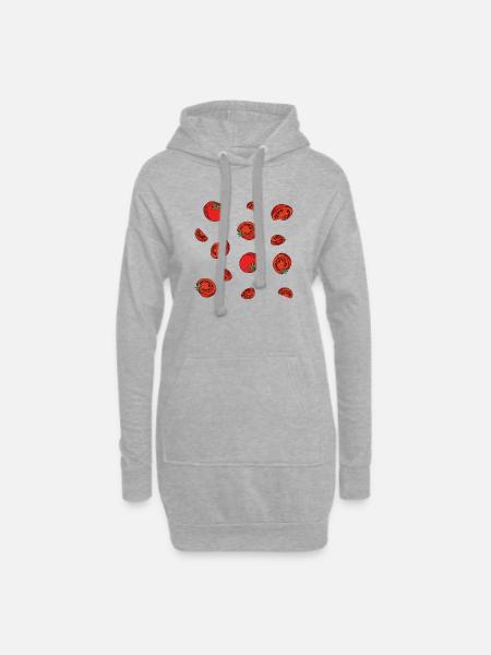 Für Tomaten Liebhaber: köstliches Tomaten Muster - Hoodie-Kleid - Grau meliert