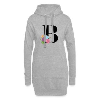 lettre B fleuris - Sweat-shirt à capuche long Femme - gris chiné - Devant