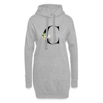 lettre C fleuris - Sweat-shirt à capuche long Femme - gris chiné - Devant