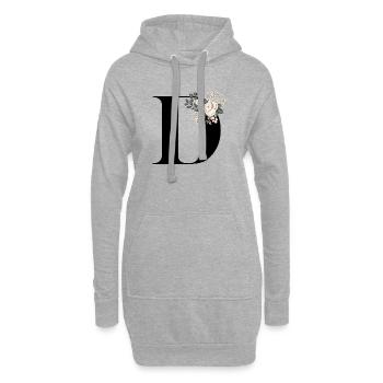 lettre D fleuris - Sweat-shirt à capuche long Femme - gris chiné - Devant