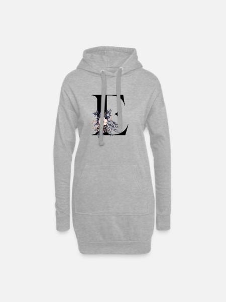 Buchstabe E blühende - Hoodie-Kleid - Grau meliert