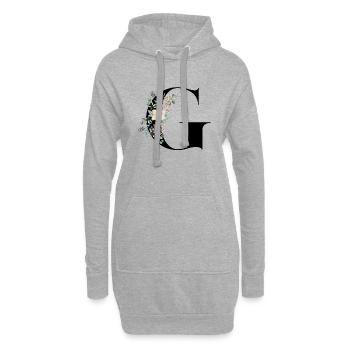Buchstabe G blühen - Hoodie-Kleid - Grau meliert - Vorne