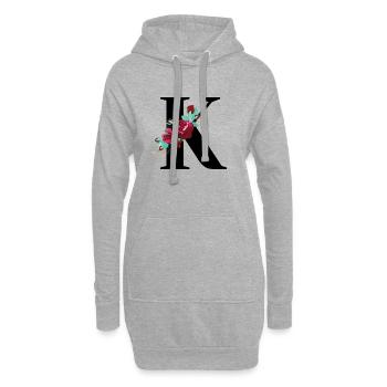 Buchstabe k blüht - Hoodie-Kleid - Grau meliert - Vorne