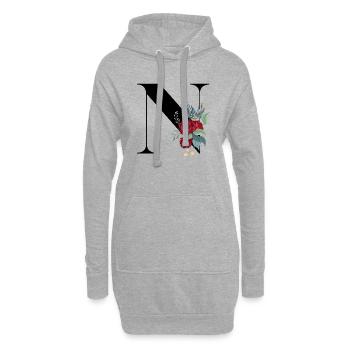Buchstabe N Blühende - Hoodie-Kleid - Grau meliert - Vorne