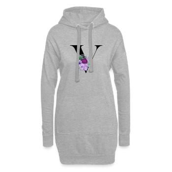 lettre V fleuris - Sweat-shirt à capuche long Femme - gris chiné - Devant