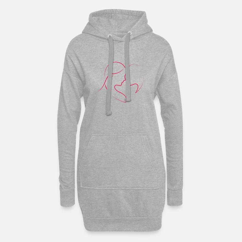 Mutter und Tochter - Hoodie-Kleid - Grau meliert