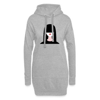 japanische Frau - Hoodie-Kleid - Grau meliert - Vorne