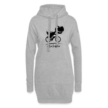 vélociraptor - Sweat-shirt à capuche long Femme - gris chiné - Devant