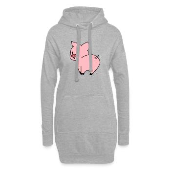 Porc mignon - Sweat-shirt à capuche long Femme - gris chiné - Devant