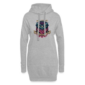 Music is my life - Sweat-shirt à capuche long Femme - gris chiné - Devant