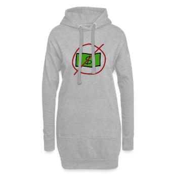 Kein Geld Cartoon Durchgestrichen Schild - Hoodie-Kleid - Grau meliert - Vorne