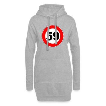 59e anniversaire - 59 - Célébration - Panneau de rue - Sweat-shirt à capuche long Femme - gris chiné - Devant