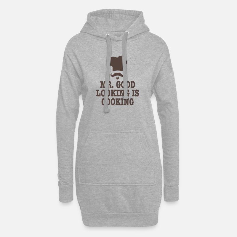 Mr good looking Chef Küche Kochen Spruch Geschenk - Hoodie-Kleid - Grau meliert