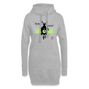 Kuckuck...Kuckuck... Kuckucksuhr mit Hirschgeweih - Hoodie-Kleid - Grau meliert - Vorne