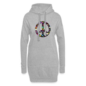 Fleurs de paix - Sweat-shirt à capuche long Femme - gris chiné - Devant