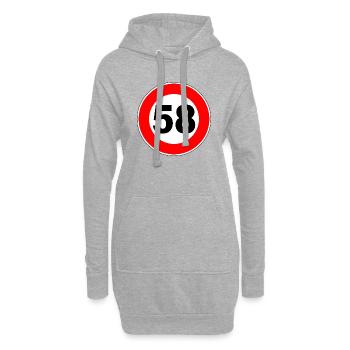 58e anniversaire - 58 - Célébration - Panneau de signalisation - Schi - Sweat-shirt à capuche long Femme - gris chiné - Devant