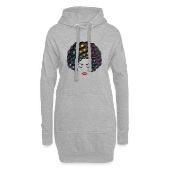 Reine du vinyle - Sweat-shirt à capuche long Femme - gris chiné - Devant