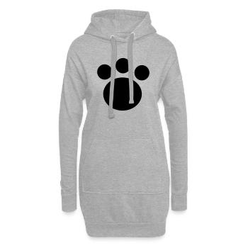 schwarze Tierpfote - Pfotenabdruck - Tierfreund - Hoodie-Kleid - Grau meliert - Vorne