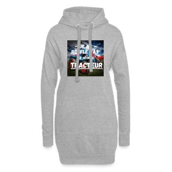 Je ne ronfle pas je rêve de tracteur - Sweat-shirt à capuche long Femme - gris chiné - Devant