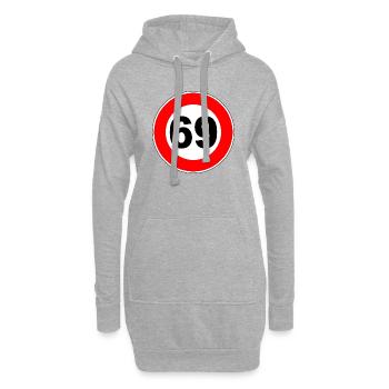 69e anniversaire - 69 - Célébration - Panneau de rue - Sweat-shirt à capuche long Femme - gris chiné - Devant