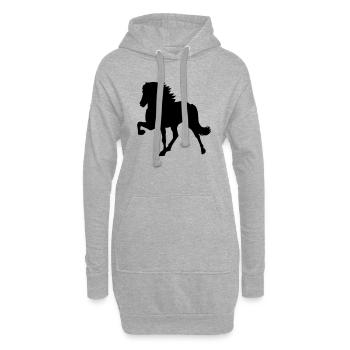 Tölter-Silhouette –Islandpferd II - Hoodie-Kleid - Grau meliert - Vorne