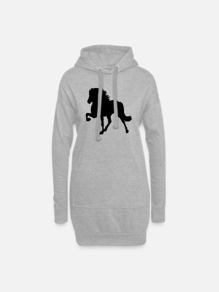 Tölter-Silhouette –Islandpferd II - Hoodie-Kleid - Grau meliert