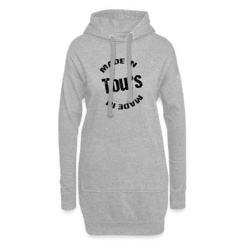 made in tours - Sweat-shirt à capuche long Femme - gris chiné - Devant