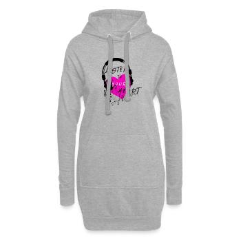 Listen to your heart - Hoodie-Kleid - Grau meliert - Vorne