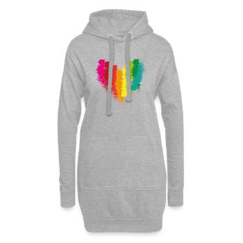 herz, regenbogen,pinsel,malerei,bunt - Hoodie-Kleid - Grau meliert - Vorne