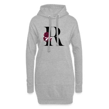 lettre R fleuris - Sweat-shirt à capuche long Femme - gris chiné - Devant