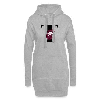 Buchstabe T blühende - Hoodie-Kleid - Grau meliert - Vorne