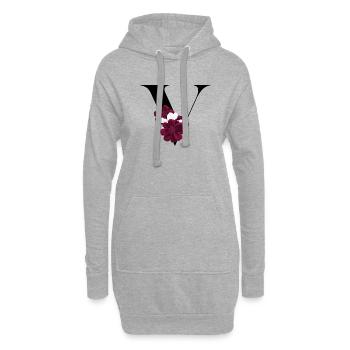 lettre V fleuris - Sweat-shirt à capuche long Femme - gris chiné - Devant