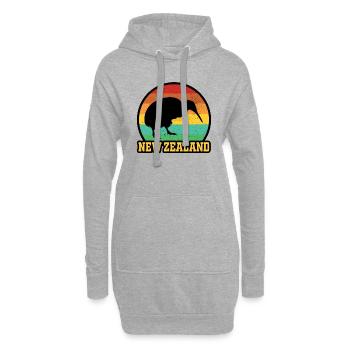 Neuseeland Kiwi - Retro Sonnenuntergang - Hoodie-Kleid - Grau meliert - Vorne