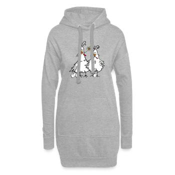 Coq et poule - Sweat-shirt à capuche long Femme - gris chiné - Devant
