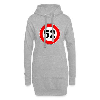 52. Geburtstag - 52 - Feier - Straßenschild - Hoodie-Kleid - Grau meliert - Vorne