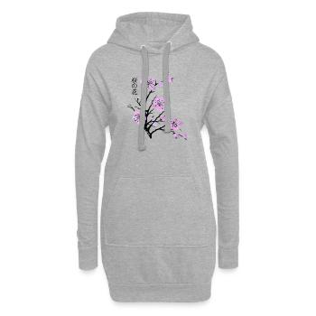 Fleurs de cerisier - Sweat-shirt à capuche long Femme - gris chiné - Devant