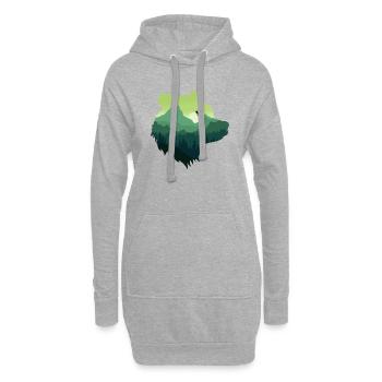 silhouette d’ours et beau paysage - Sweat-shirt à capuche long Femme - gris chiné - Devant