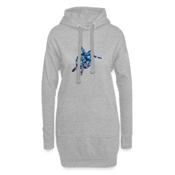 Double Exposure Schildkröte Herbst Blätter Gift - Hoodie-Kleid - Grau meliert - Vorne