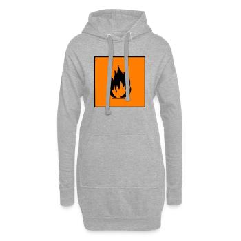Warnung vor entflammbarer Gefahr, entzündbare Gefahr - Hoodie-Kleid - Grau meliert - Vorne