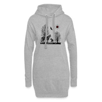 Chevaux - Sweat-shirt à capuche long Femme - gris chiné - Devant