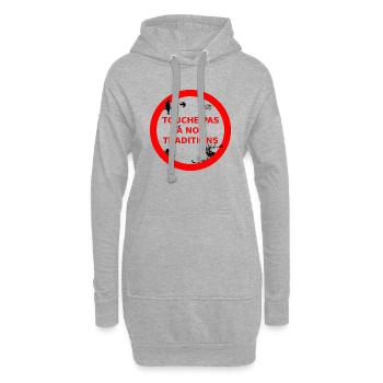 chasse - touche pas à nos traditions - Sweat-shirt à capuche long Femme - gris chiné - Devant