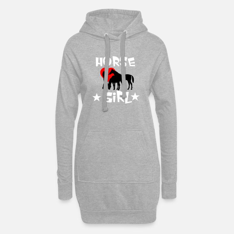 Pferd - Hoodie-Kleid - Grau meliert