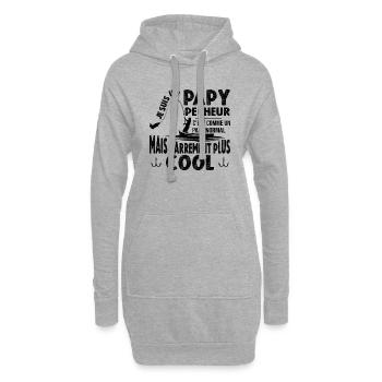 Papy Cadeau De Pêche Pour Pêcheur Grand Père - Sweat-shirt à capuche long Femme - gris chiné - Devant
